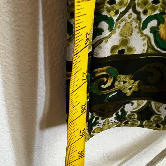 Susan Graver Green Floral Pants Liquid Knit Wide Leg Pull On Boho Coastal Medium - Picture 5 of 7